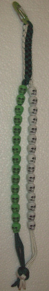 Skull Birdie Beads - Green and White Square Crown Sinnet - Click Image to Close