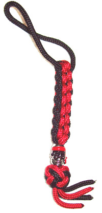 Skull Zipper Pull - Red and Black Square Crown Sinnet